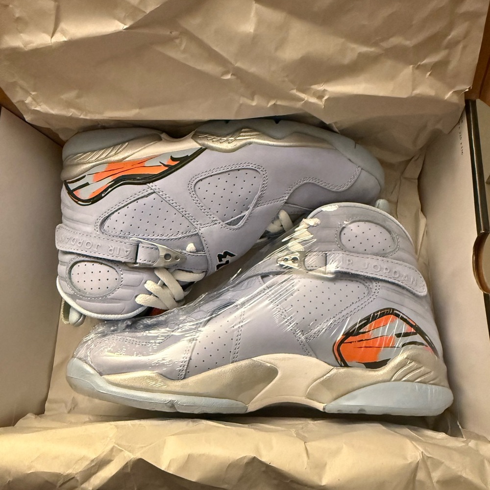 Jordan Blue and Orange Sneakers with Cross-Straps
